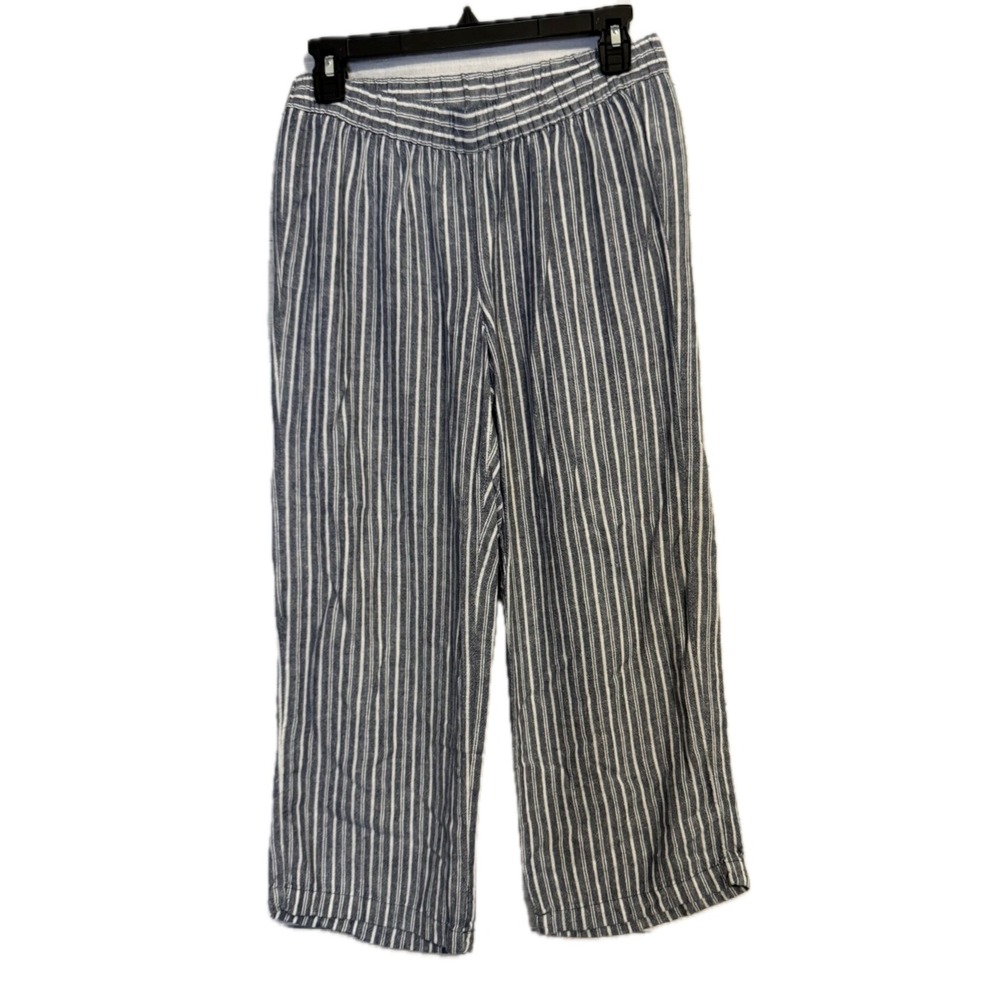 Old Navy Women's Navy Stripe Linen Blend Pull-On Pants XS‎ Seersucker Flow